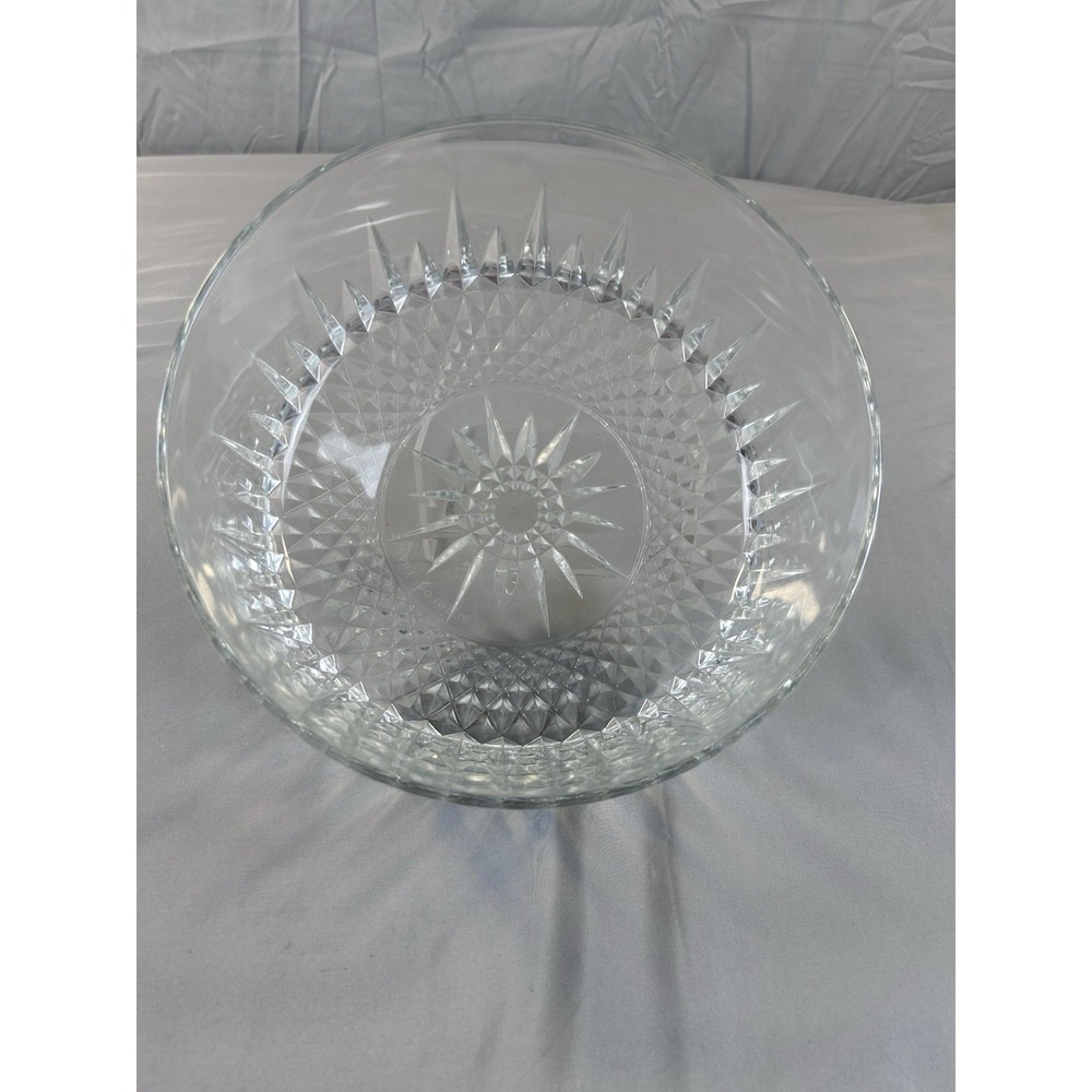 Arcoroc France Clear Glass Diamond Starburst 9" Serving Salad Fruit Bowl Vintage